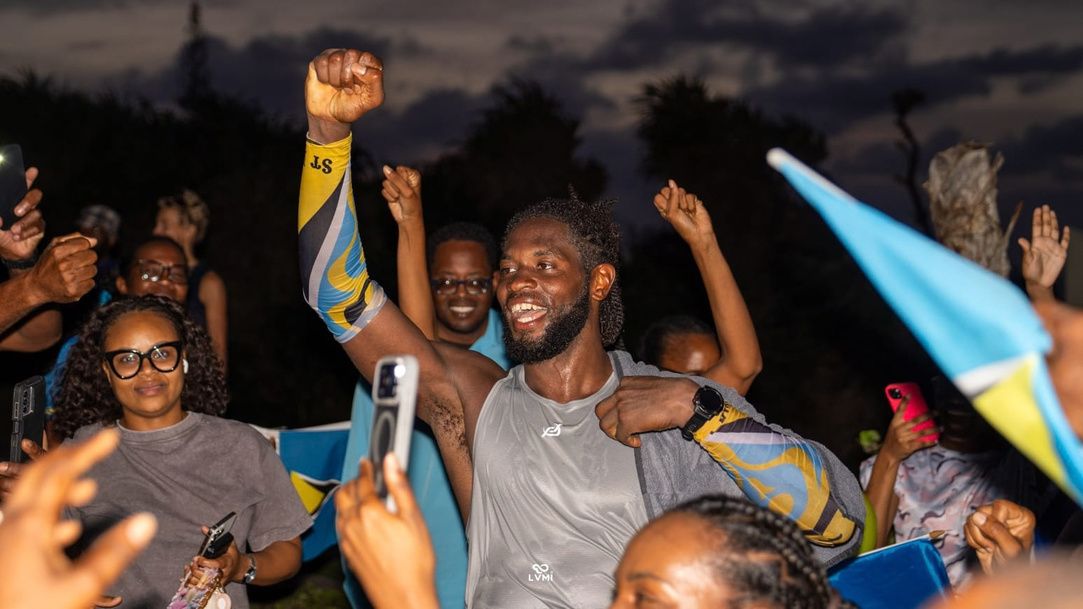 Jordan celebrating with the crowd