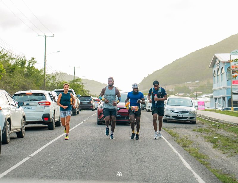 Runners on the coastal road